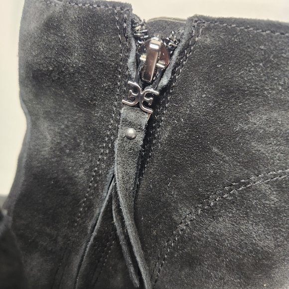Sam Edelman Black Suede Ankle Booties Zip Up - Picture 8 of 12